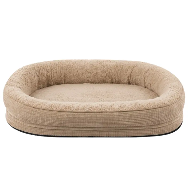 Zippered Removable-Cover Pet Bed with Elevated Bolster Edging